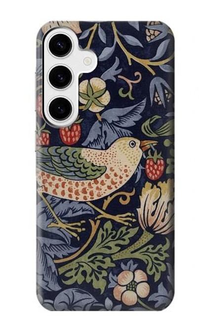 S3791 ウィリアムモリスストロベリーシーフ生地 William Morris Strawberry Thief Fabric Samsung Galaxy S24 Plus バックケース、フリップケース・カバー