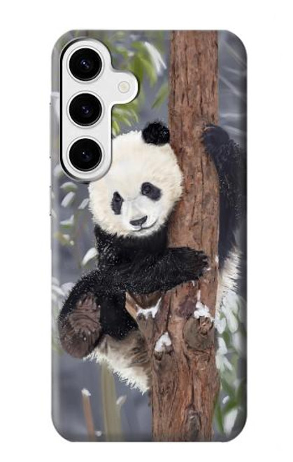 S3793 かわいい赤ちゃん雪パンダのペイント Cute Baby Panda Snow Painting Samsung Galaxy S24 Plus バックケース、フリップケース・カバー