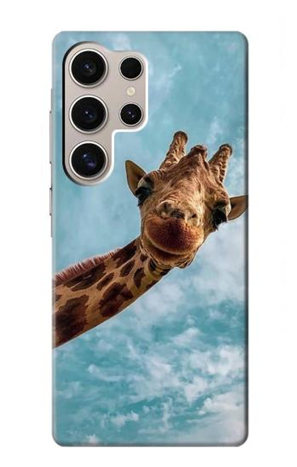 S3680 かわいいスマイルキリン Cute Smile Giraffe Samsung Galaxy S24 Ultra バックケース、フリップケース・カバー