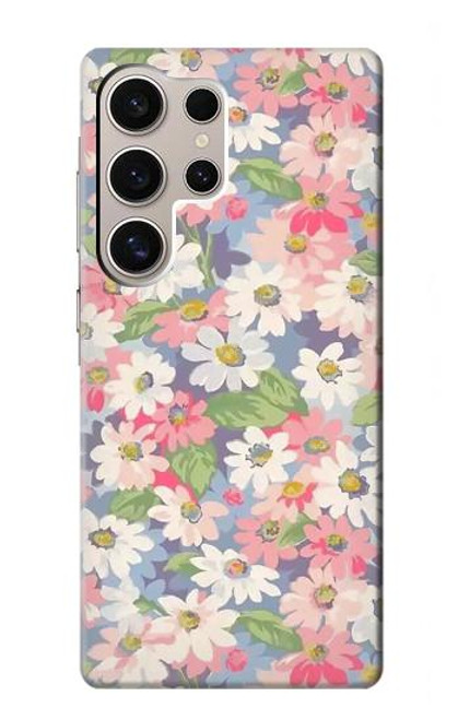 S3688 花の花のアートパターン Floral Flower Art Pattern Samsung Galaxy S24 Ultra バックケース、フリップケース・カバー