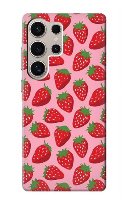 S3719 いちご柄 Strawberry Pattern Samsung Galaxy S24 Ultra バックケース、フリップケース・カバー