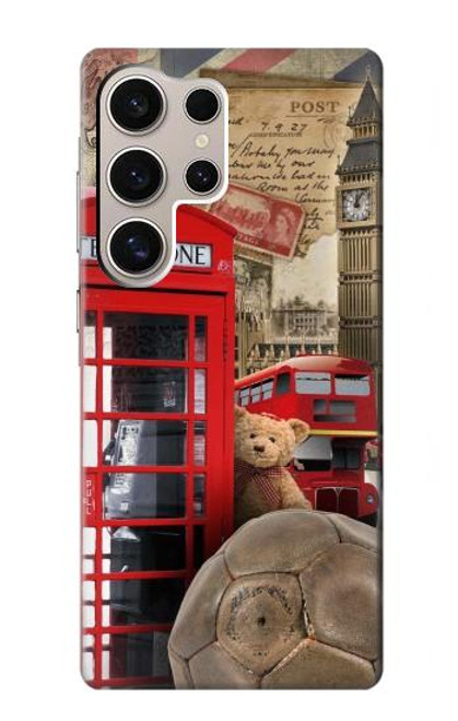 S3856 ヴィンテージ ロンドン ブリティッシュ Vintage London British Samsung Galaxy S24 Ultra バックケース、フリップケース・カバー