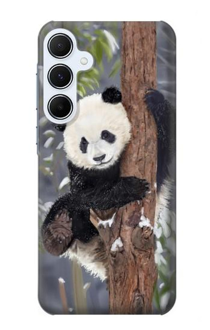 S3793 かわいい赤ちゃん雪パンダのペイント Cute Baby Panda Snow Painting Samsung Galaxy A55 5G バックケース、フリップケース・カバー