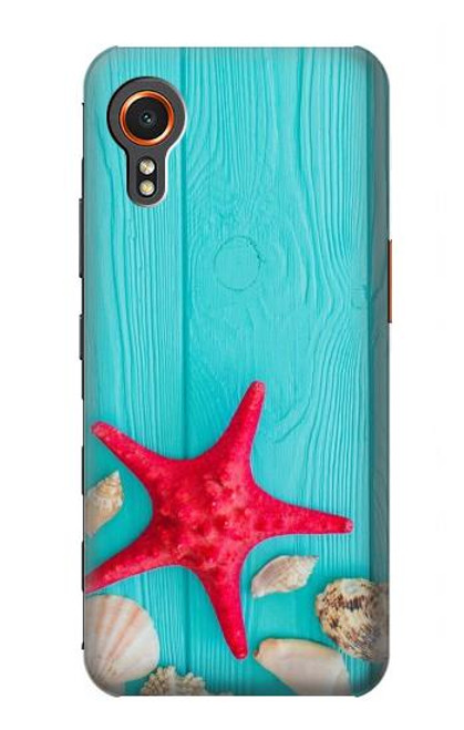 S3428 アクア 海星 貝 Aqua Wood Starfish Shell Samsung Galaxy Xcover7 バックケース、フリップケース・カバー