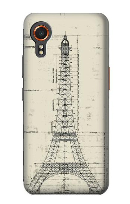 S3474 エッフェル建築図面 Eiffel Architectural Drawing Samsung Galaxy Xcover7 バックケース、フリップケース・カバー
