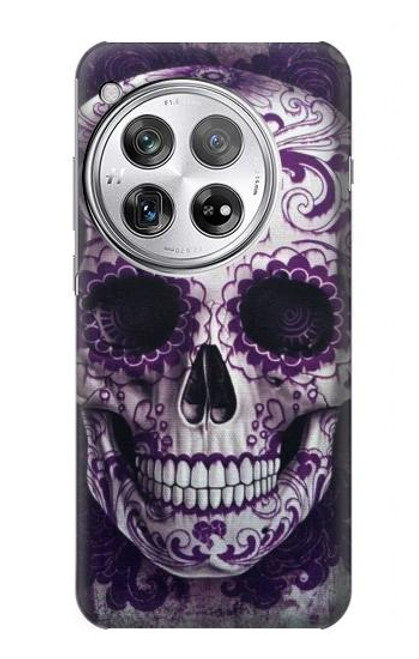 S3582 紫の頭蓋骨 Purple Sugar Skull OnePlus 12 バックケース、フリップケース・カバー