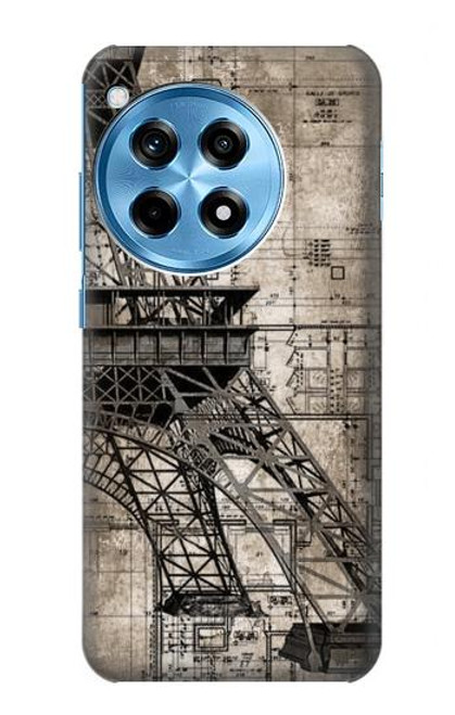 S3416 エッフェル塔の設計図 Eiffel Tower Blueprint OnePlus 12R バックケース、フリップケース・カバー