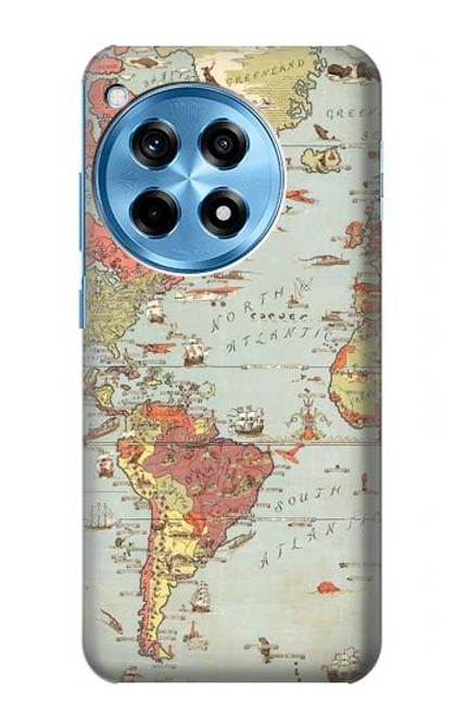 S3418 ヴィンテージの世界地図 Vintage World Map OnePlus 12R バックケース、フリップケース・カバー