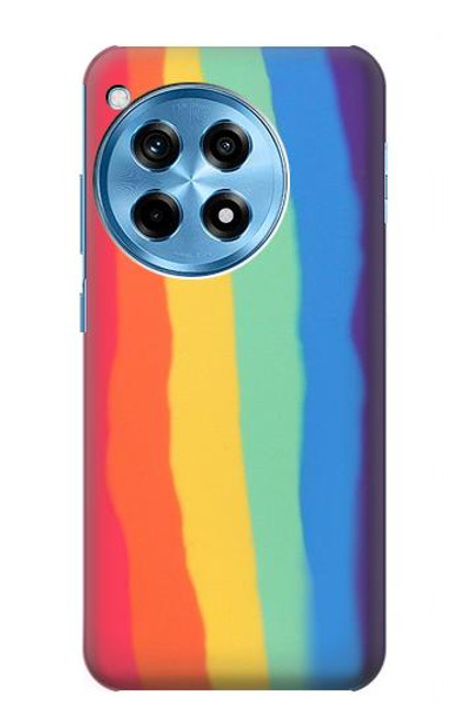 S3799 かわいい縦水彩レインボー Cute Vertical Watercolor Rainbow OnePlus 12R バックケース、フリップケース・カバー