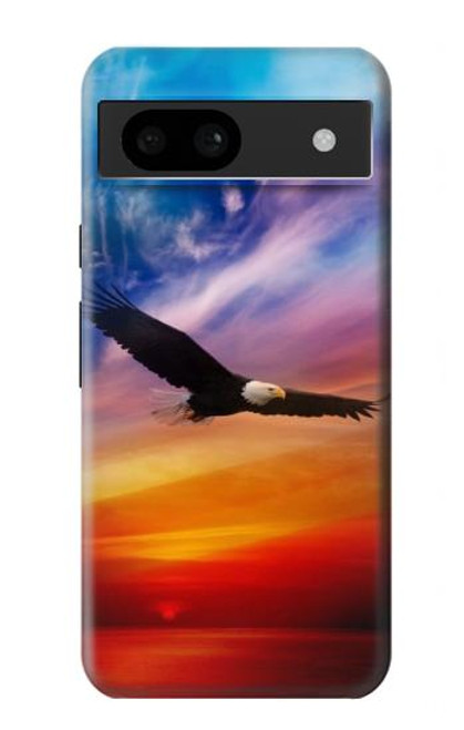 S3841 白頭ワシ カラフルな空 Bald Eagle Flying Colorful Sky Google Pixel 8a バックケース、フリップケース・カバー