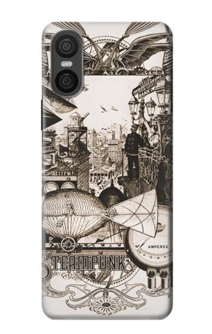 S1681 スチームパンク 図面 Steampunk Drawing Sony Xperia 10 VI バックケース、フリップケース・カバー