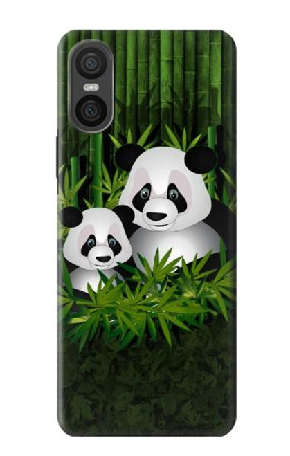 S2441 パンダファミリー 竹林 Panda Family Bamboo Forest Sony Xperia 10 VI バックケース、フリップケース・カバー