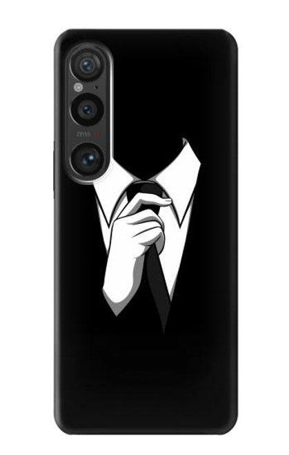 S1591 ブラックスーツで匿名の男 Anonymous Man in Black Suit Sony Xperia 1 VI バックケース、フリップケース・カバー