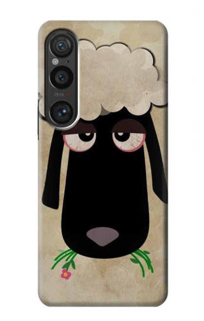 S2826 眠えない黒い羊 Cute Cartoon Unsleep Black Sheep Sony Xperia 1 VI バックケース、フリップケース・カバー