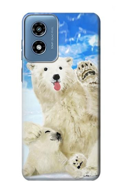 S3794 北極シロクマはシールに恋するペイント Arctic Polar Bear and Seal Paint Motorola Moto G Play 4G (2024) バックケース、フリップケース・カバー