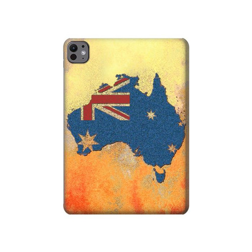 S2494 オーストラリア国旗地図ロックテクスチャ Australia Flag Map Rock Texture iPad Pro 11 (2024,2025) タブレットケース