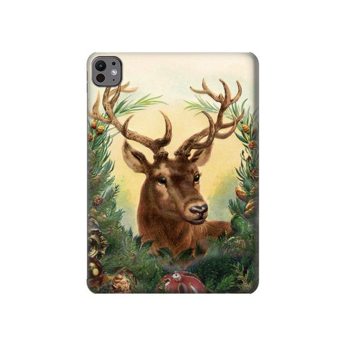 S2841 ヴィンテージ トナカイ クリスマス Vintage Reindeer Christmas iPad Pro 11 (2024,2025) タブレットケース