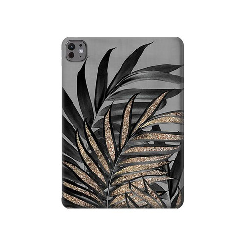 S3692 灰色の黒いヤシの葉 Gray Black Palm Leaves iPad Pro 11 (2024,2025) タブレットケース