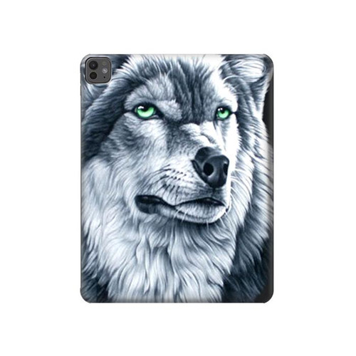 S0123 狼 ウルフ Grim White Wolf iPad Pro 13 (2024,2025), Air 13 2026 タブレットケース