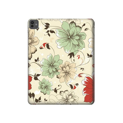 S2179 ヴィンテージ花のパターン Flower Floral Vintage Art Pattern iPad Pro 13 (2024,2025), Air 13 2026 タブレットケース