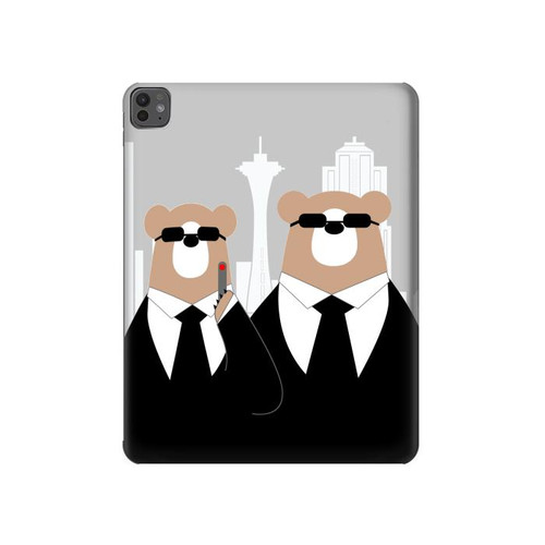 S3557 黒いスーツのクマ Bear in Black Suit iPad Pro 13 (2024,2025), Air 13 2026 タブレットケース