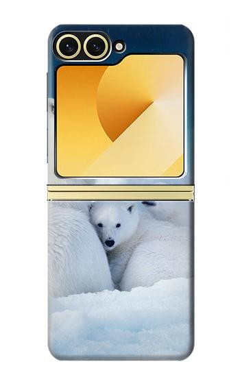 S0285 北極熊 北極 Polar Bear Family Arctic Samsung Galaxy Z Flip 6, Flip 7 FE バックケース、フリップケース・カバー