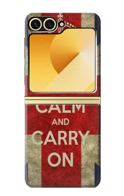 S0674 冷静に、戦い続けよ Keep Calm and Carry On Samsung Galaxy Z Flip 6, Flip 7 FE バックケース、フリップケース・カバー
