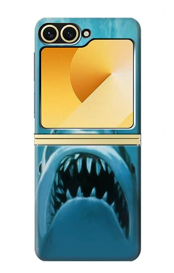 S0830 白いサメ White Shark Samsung Galaxy Z Flip 6, Flip 7 FE バックケース、フリップケース・カバー