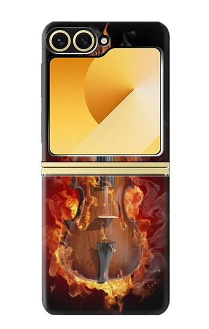 S0864 火ヴァイオリン Fire Violin Samsung Galaxy Z Flip 6, Flip 7 FE バックケース、フリップケース・カバー