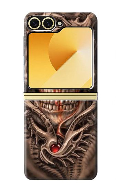 S1675 頭蓋骨の血のタトゥー Skull Blood Tattoo Samsung Galaxy Z Flip 6, Flip 7 FE バックケース、フリップケース・カバー