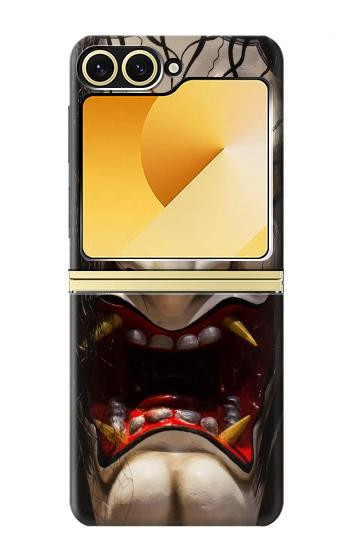 S2112 能面 Hannya Demon Mask Samsung Galaxy Z Flip 6, Flip 7 FE バックケース、フリップケース・カバー