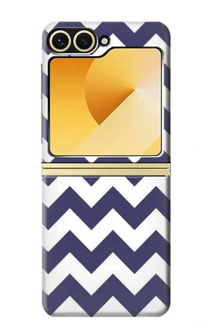 S2345 紺のシェブロンジグザグパターン Navy Blue Shavron Zig Zag Pattern Samsung Galaxy Z Flip 6, Flip 7 FE バックケース、フリップケース・カバー