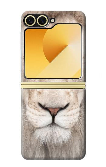 S2399 ホワイトライオンの顔 White Lion Face Samsung Galaxy Z Flip 6, Flip 7 FE バックケース、フリップケース・カバー