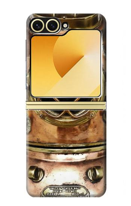 S2412 ヴィンテージ深海ダイビングヘルメット Vintage Deep Sea Diving Helmet Samsung Galaxy Z Flip 6, Flip 7 FE バックケース、フリップケース・カバー
