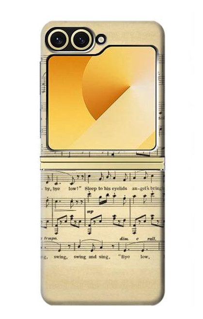 S2504 ヴィンテージ音楽シート Vintage Music Sheet Samsung Galaxy Z Flip 6, Flip 7 FE バックケース、フリップケース・カバー