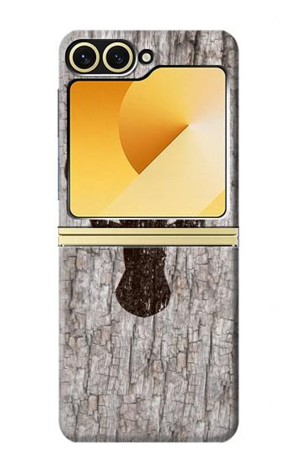S2505 トナカイ古い木材グラフィックプリント Reindeer Head Old Wood Texture Graphic Printed Samsung Galaxy Z Flip 6, Flip 7 FE バックケース、フリップケース・カバー