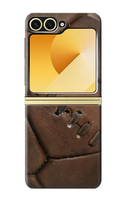 S2661 ヴィンテージレザーサッカーグラフィックプリント Vintage Soccer Football Graphic Samsung Galaxy Z Flip 6, Flip 7 FE バックケース、フリップケース・カバー