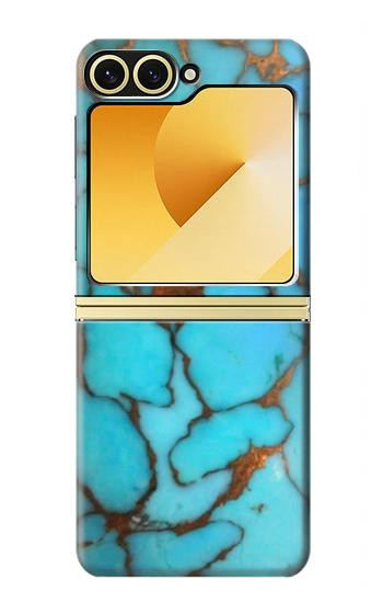 S2685 アクアターコイズ宝石グラフィックプリント Aqua Turquoise Gemstone Graphic Printed Samsung Galaxy Z Flip 6, Flip 7 FE バックケース、フリップケース・カバー