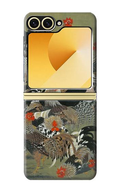 S2699 伊藤若冲 Ito Jakuchu Rooster Samsung Galaxy Z Flip 6, Flip 7 FE バックケース、フリップケース・カバー