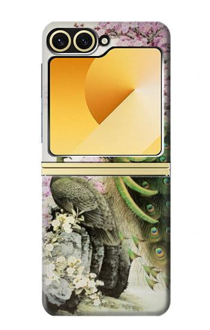 S2773 ピーコック中国の絵画 Peacock Chinese Brush Painting Samsung Galaxy Z Flip 6, Flip 7 FE バックケース、フリップケース・カバー