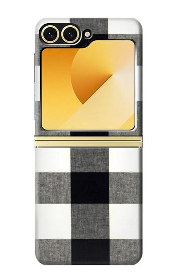 S2842 ブラックとホワイトバッファローチェック柄 Black and White Buffalo Check Pattern Samsung Galaxy Z Flip 6, Flip 7 FE バックケース、フリップケース・カバー