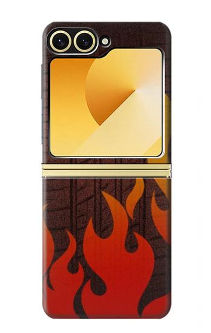 S2988 火災ラリー車のタイヤ Rally Car Tire Fire Samsung Galaxy Z Flip 6, Flip 7 FE バックケース、フリップケース・カバー