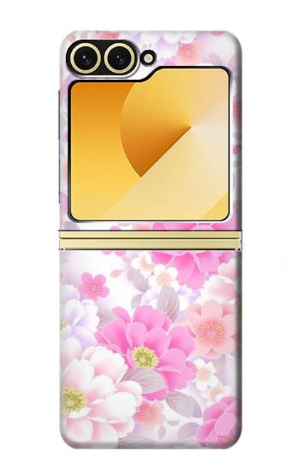 S3036 ピンクフラワーフローラ Pink Sweet Flower Flora Samsung Galaxy Z Flip 6, Flip 7 FE バックケース、フリップケース・カバー