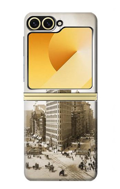 S3046 ニューヨーク フラットアイアンビル Old New York Flatiron Building Samsung Galaxy Z Flip 6, Flip 7 FE バックケース、フリップケース・カバー