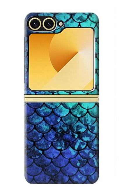 S3047 緑人魚のスケール Green Mermaid Fish Scale Samsung Galaxy Z Flip 6, Flip 7 FE バックケース、フリップケース・カバー