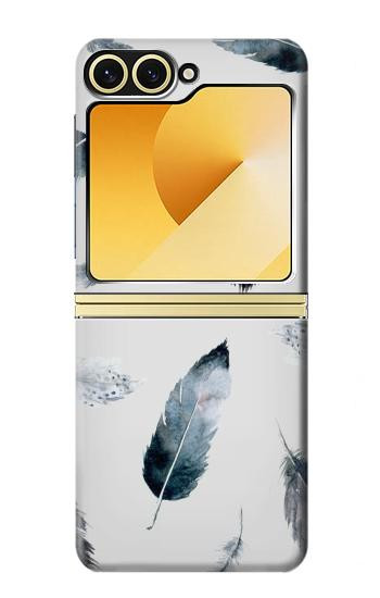 S3085 羽 Feather Paint Pattern Samsung Galaxy Z Flip 6, Flip 7 FE バックケース、フリップケース・カバー