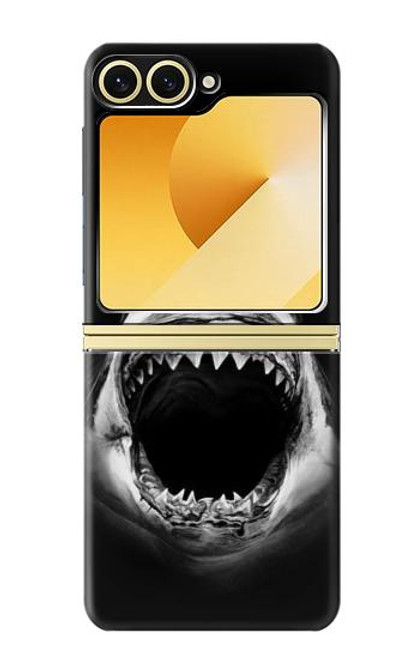 S3100 白のサメ Great White Shark Samsung Galaxy Z Flip 6, Flip 7 FE バックケース、フリップケース・カバー