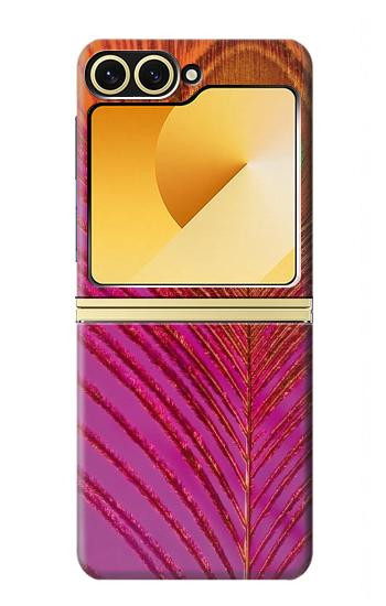 S3201 ピンクピーコックフェザー Pink Peacock Feather Samsung Galaxy Z Flip 6, Flip 7 FE バックケース、フリップケース・カバー