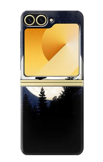 S3289 飛豚 満月 Flying Pig Full Moon Night Samsung Galaxy Z Flip 6, Flip 7 FE バックケース、フリップケース・カバー