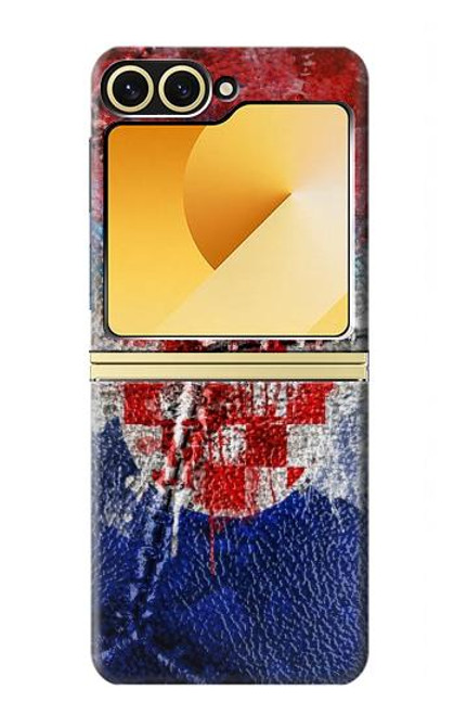S3313 クロアチアflag Vintage Football Graphic Croatia Flag Vintage Football Graphic Samsung Galaxy Z Flip 6, Flip 7 FE バックケース、フリップケース・カバー